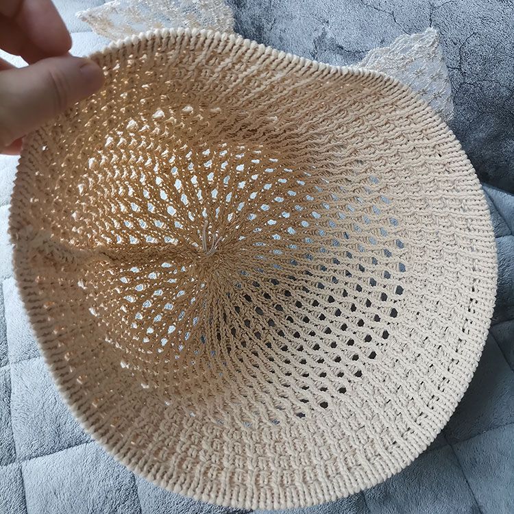 Cappello da pescatore in paglia con fiocco in pizzo estivo, cappello da sole per bambini_voghion.com