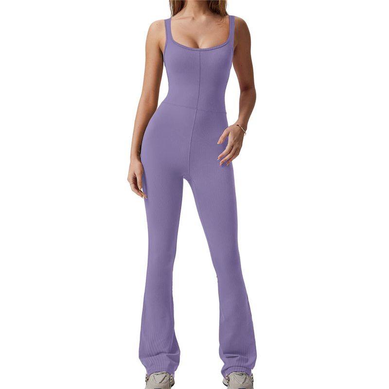 Diyun Damenmode 2023 Neue enge elastische einfarbige Jumpsuit-Hose_voghion.com