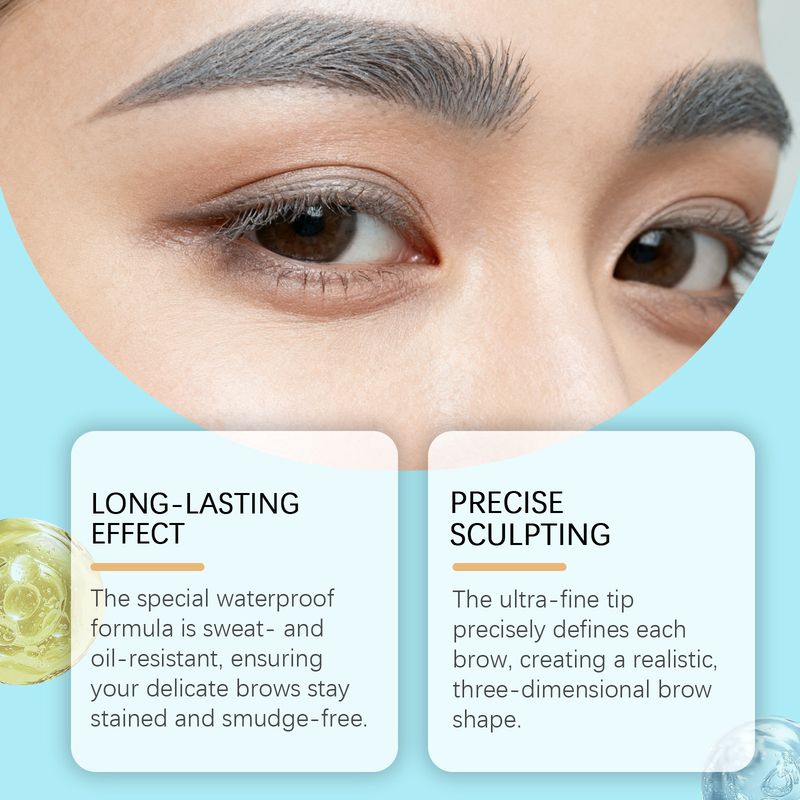 Zephoco Gray Smudge-Proof Four-Prong Eyebrow Pencil, Three-Dimensional Color, Smudge-Free, Natural Coloring, Suitable_voghion.com