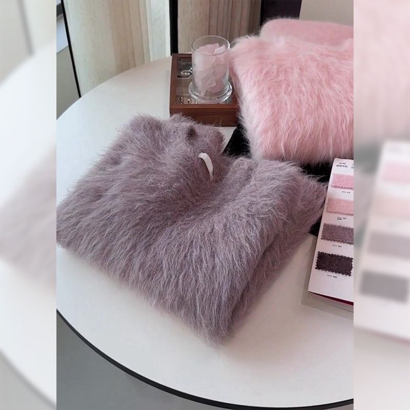 Weicher, wachsartiger Nerz-Kaschmir-Pullover aus Imitation für Damen, warmer Strickmantel, lockerer Damen-Herbst und Winter_voghion.com