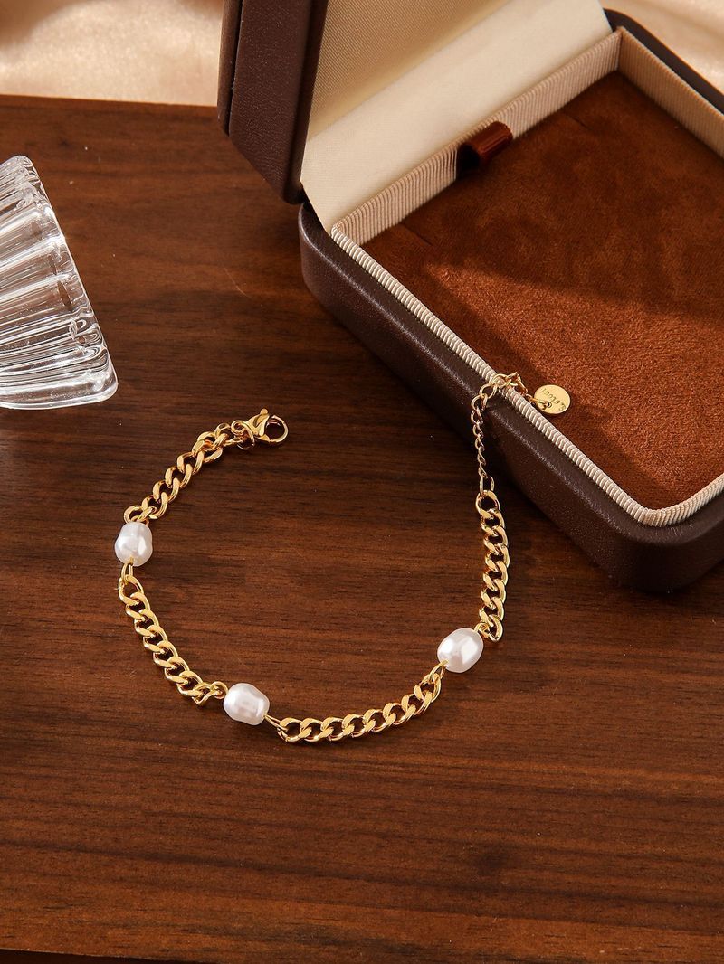 Bracciale pastorale Wer con perle e targhetta in acciaio inossidabile da donna, dal temperamento elegante_voghion.com