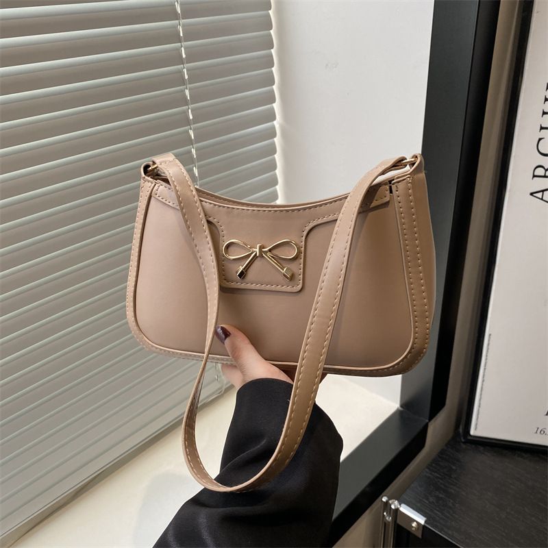 Elegante halbmondförmige Unterarm-Umhängetasche für Damen, schicke Freizeitmode, einfarbige Unterarmtasche_voghion.com