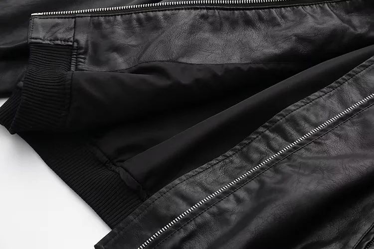 Damenbekleidung PU-Leder Streetwear Kurze Bomberjacke - Slim Fit Stehkragen Pilotenmantel für Männer & Frauen (Braun/Schwarz/Grau)_voghion.com