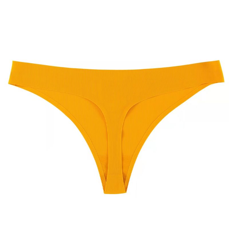 2025d Minimalist One-Piece Seamless Sports Yoga Ice Silk Ribbed Cotton Crotch Low-Waist Thong For Women_voghion.com