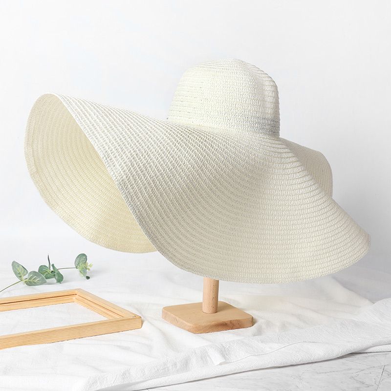 Vendita calda pieghevole da donna oversize floppy paglia 70 cm di diametro grande tesa cappelli estivi da sole Panama viaggio spiaggia cappello all'ingrosso_voghion.com