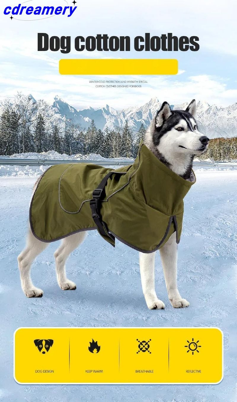 Roupas grossas de inverno para cães, colete ajustável para cães, jaqueta, design de faixa refletiva, casaco para cães de estimação, suprimentos para animais de estimação_voghion.com