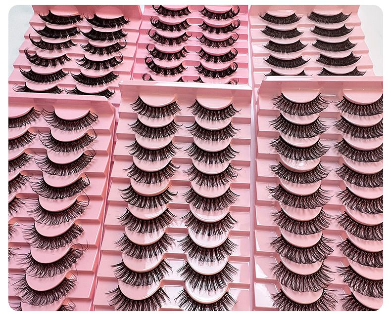 Künstliche Wimpern 10 Paar große Rolle Naturfaser Curl Wimpern dick natürlich_voghion.com