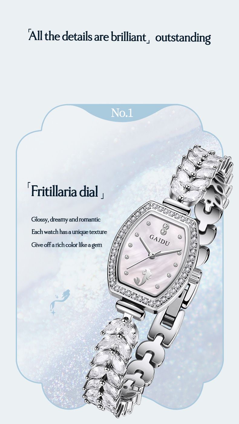 Elegante orologio da donna ispirato alle sirene con dettagli interamente in diamanti, orologio da polso al quarzo impermeabile a forma di barile, orologio con bracciale elegante e delicato_voghion.com