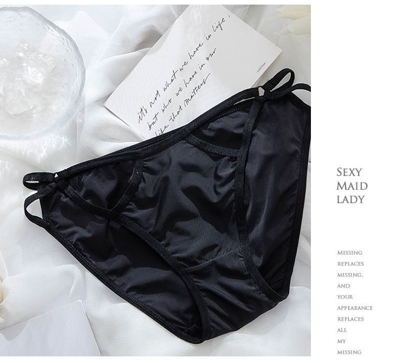 Underwear Girly black lace sheer panties with low rise girly panties_voghion.com