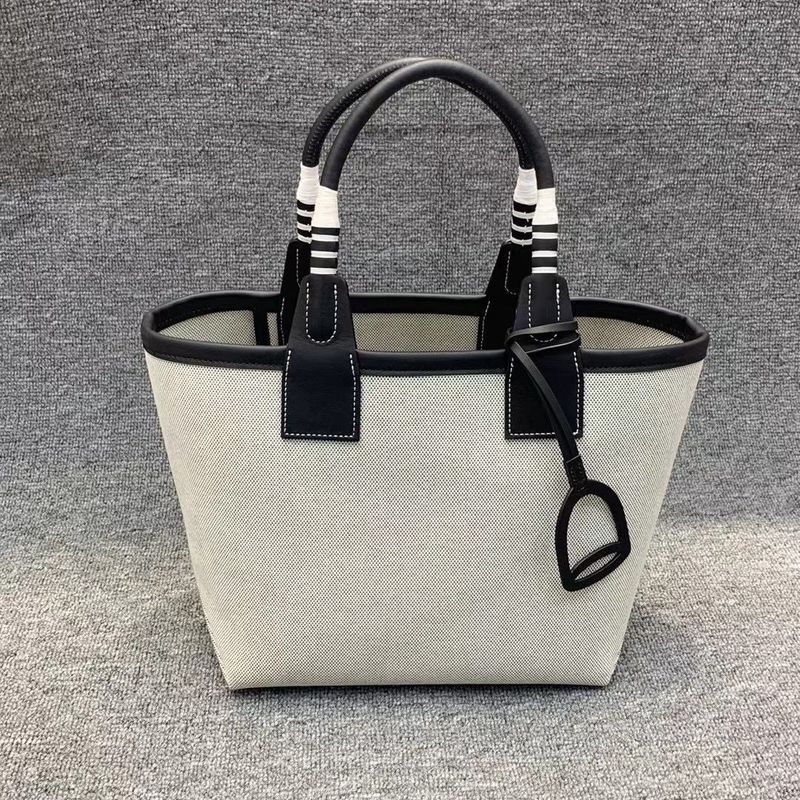 2025 New Women's Colorful Tote Genuine Leather With Canvas Basket Bag Large Capacity Garden Handbag_voghion.com