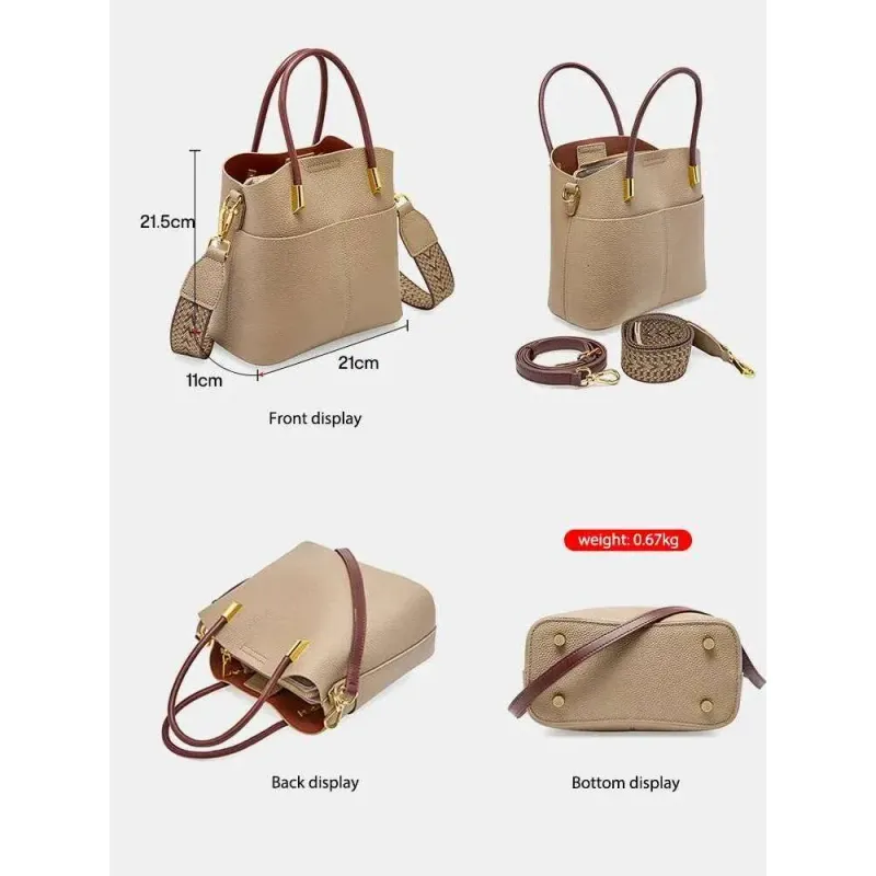 Borsa a secchiello di alta qualità originale Zency da donna, versatile, in pelle, con tracolla, stile High Sense_voghion.com