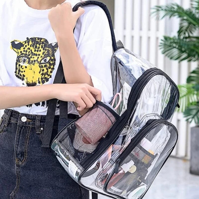 Borsa da scuola impermeabile per ragazza, di grande capacità, solida e trasparente, borsa in plastica trasparente alla moda da uomo_voghion.com