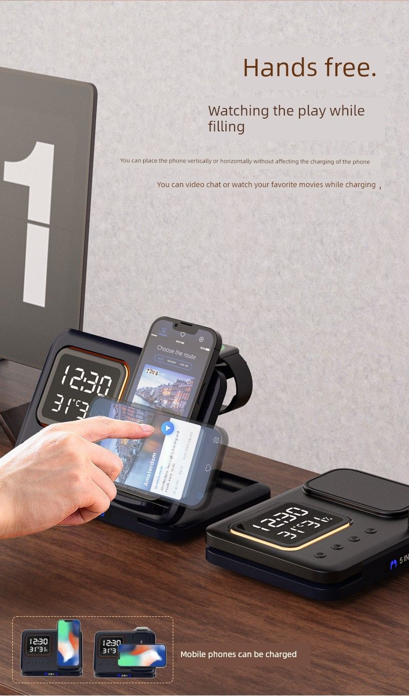 Wireless Charger Three-in-One For Huawei Iphone Iphone16 Samsung Mobile Phone Neutral Iphonewatch10 Watch 4 Headset_voghion.com