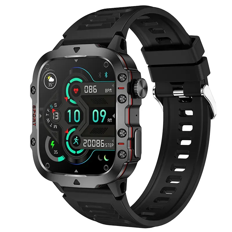 New QX11 Outdoor Smart Watch 1.96-Inch Screen Bluetooth Call Ai Voice Sport Smartwatch 420mAh Two Button Encoder For_voghion.com