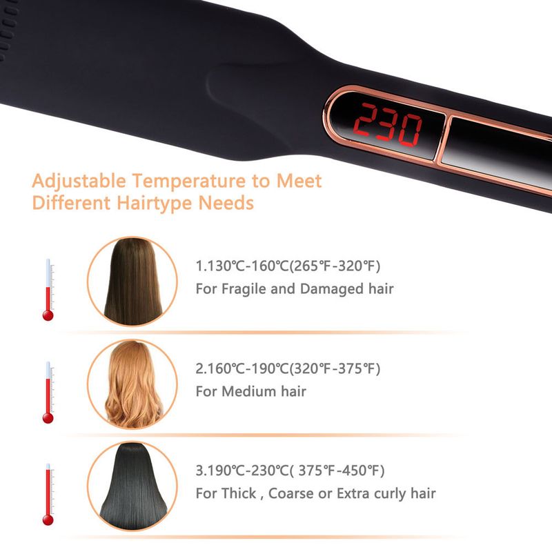 Piastra per capelli professionale in ceramica e tormalina con tecnologia agli ioni negativi - Piastra larga/stretta, 10 impostazioni di temperatura,_voghion.com