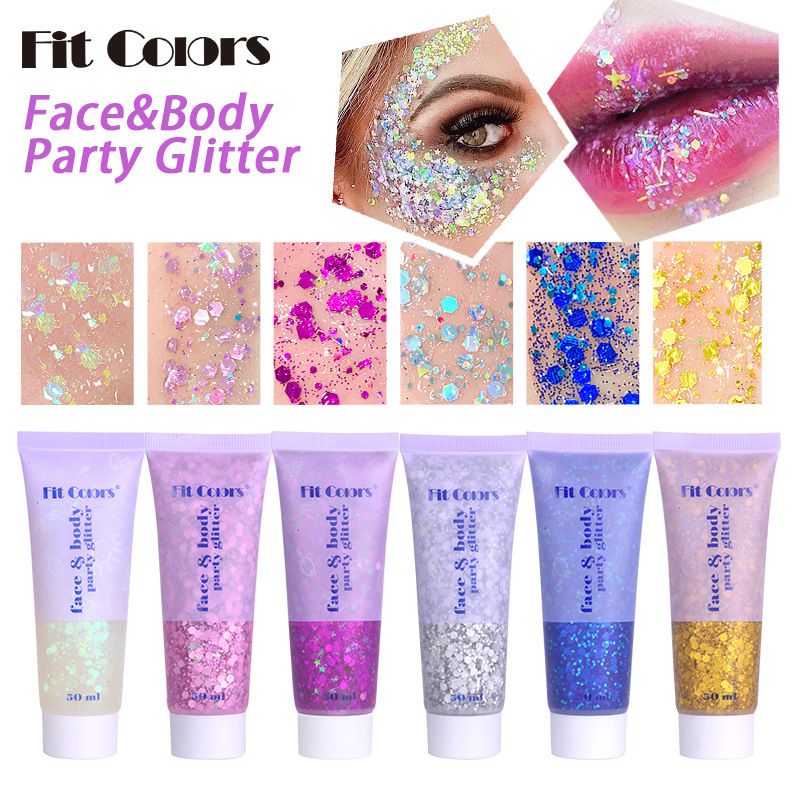 Gel de maquillage de scène Écailles de sirène Visage Corps Lèvres Paillettes Fard à paupières Polarisation colorée_voghion.com