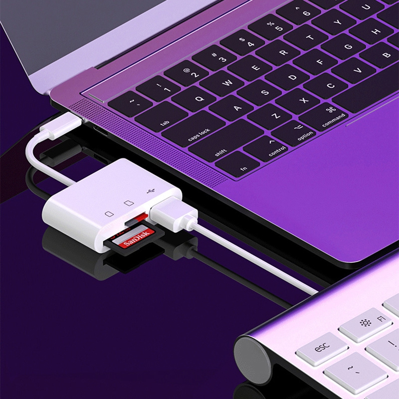 Multi 3-in-1-USB-Kartenleser Typ C zum SD-TF-USB-Anschluss Smart Memory Card Reader-Adapter für Macbook Pro Typ-C-Anschluss_voghion.com