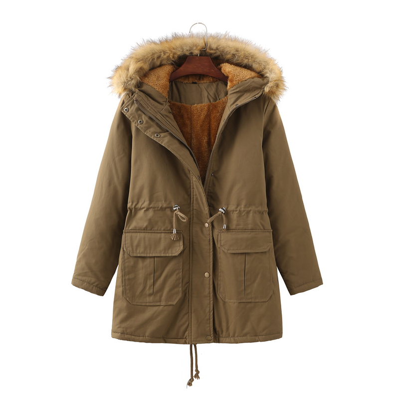 Giacca imbottita in cotone da donna con cappello e velluto plus giacca imbottita in cotone invernale plus taglia large_voghion.com