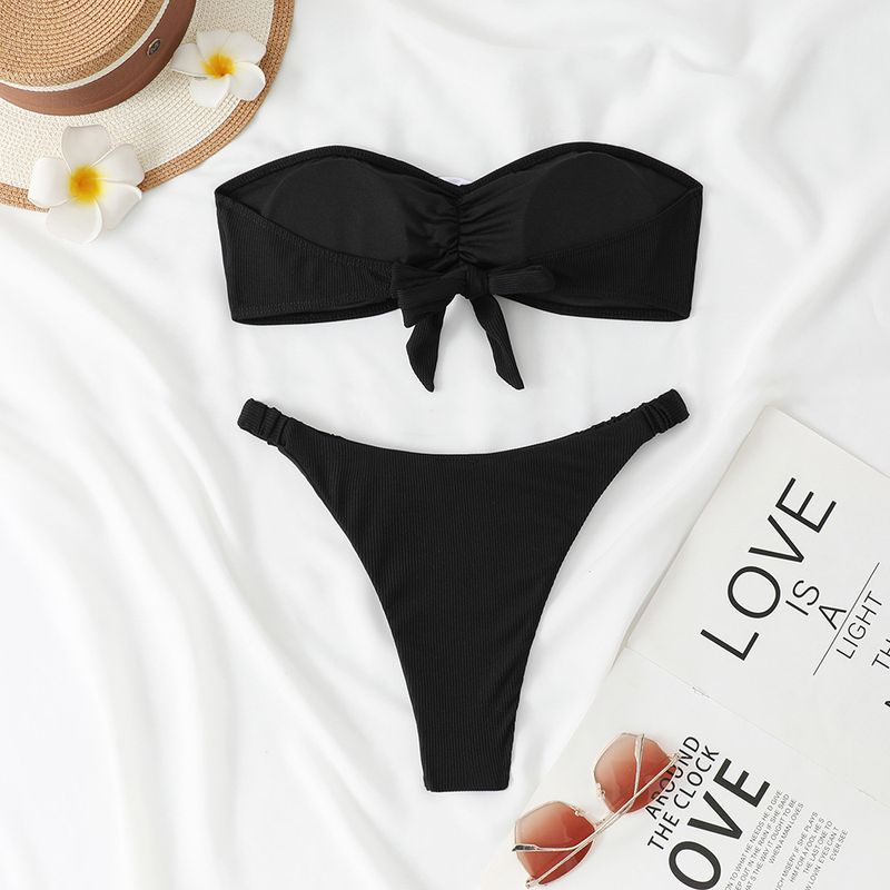 Women's Clothing Sexy Split Swimsuit Bikini Three-dimensional Flower Strapless Bikini_voghion.com