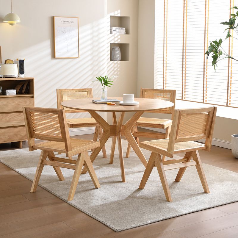 Modern Minimalist Dining Table, Natural, 47.6"x47.6"x30.7",Round_voghion.com