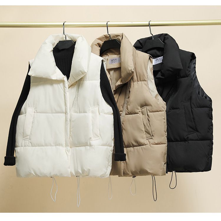 Women's Quilted Puffer Vest Short Sleeveless Jacket - Lightweight Warm Zip-Up Layering Piece For Fall Winter, Casual Chic Office Wear_voghion.com