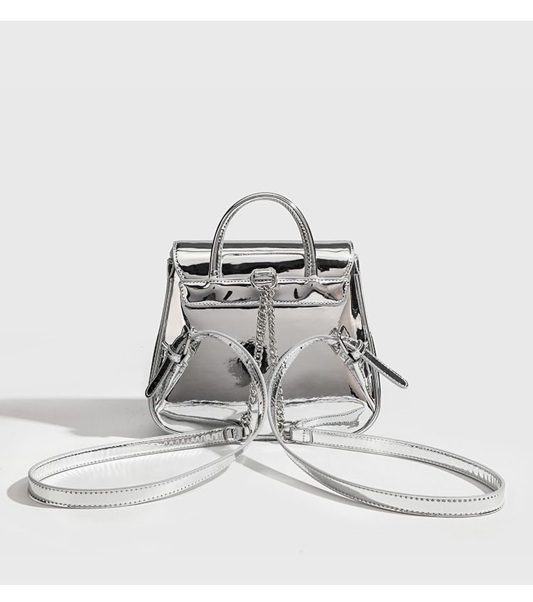 Damentaschen Silberner Rucksack aus Ölwachsleder für Damen, neue Modekette, Handtaschendesign, Nischen-Reiserucksack_voghion.com