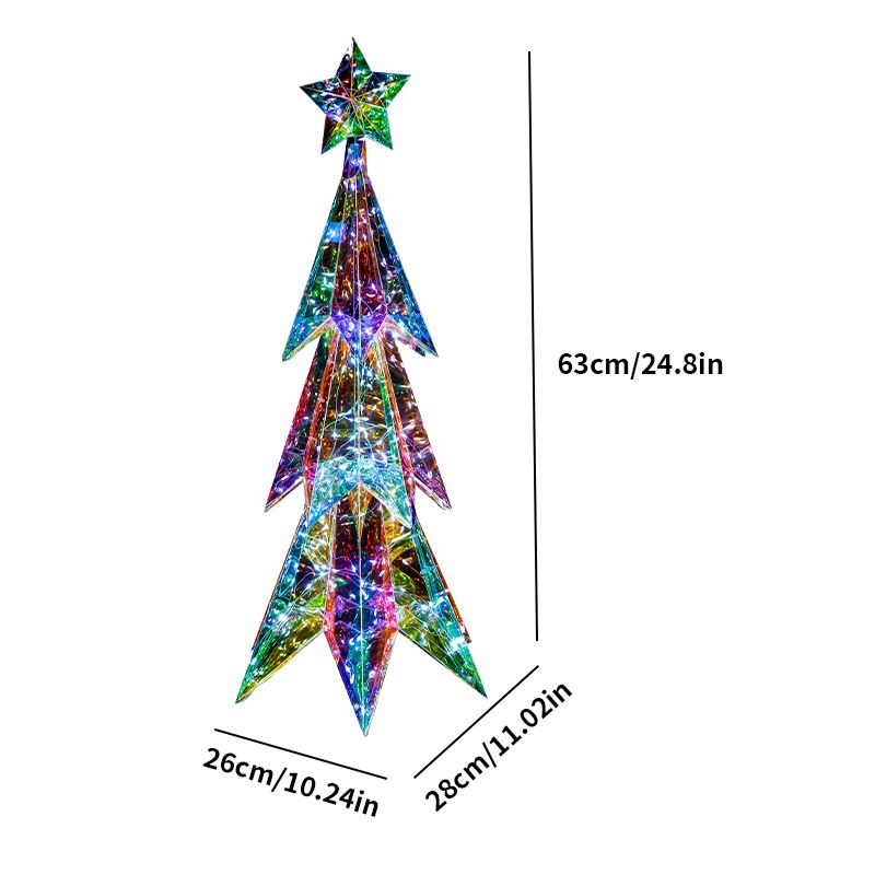 Iridescent Pointed Leaf Christmas Tree Colorful LED Lights Party Decoration Winter Gift_voghion.com