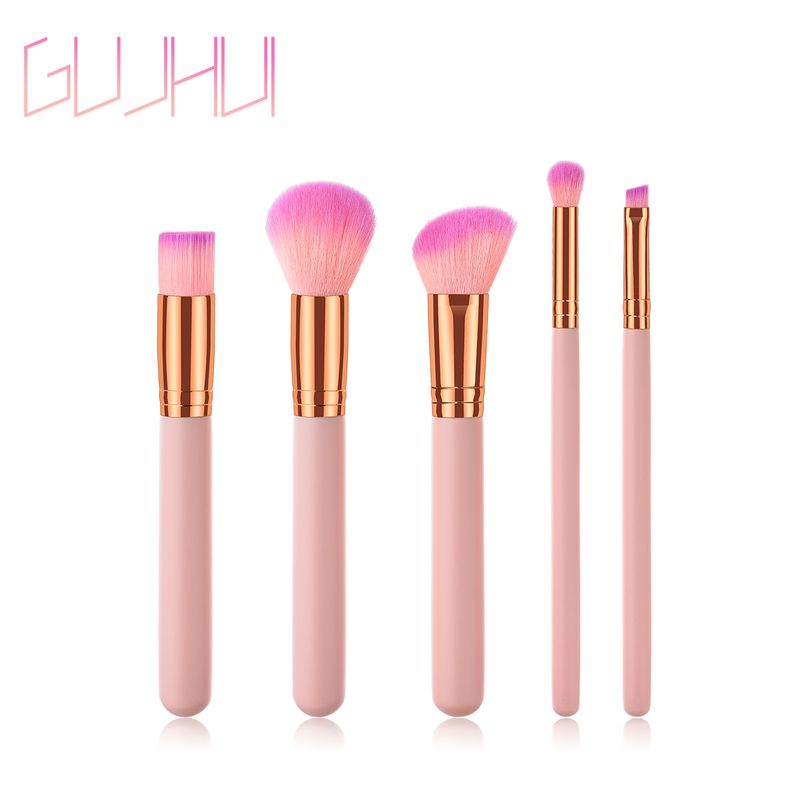 Pennelli per trucco da 5 pezzi, strumenti di bellezza, manico in legno Yuncai, tubo per la bocca, capelli in nylon GUJHUI_voghion.com
