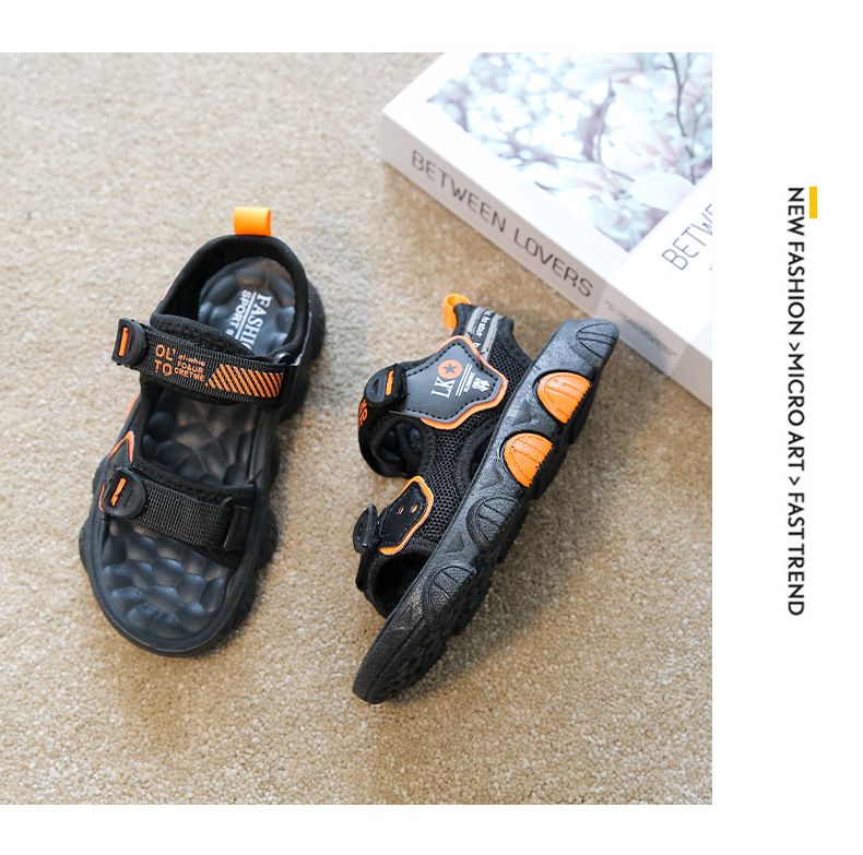 Jungen Sandalen 2024 Neue Sommer Mittlere und Große Kindersohle Rutschfeste Feuchtigkeitsabsorbierende Weiche Leder Strandschuhe für kleine Jungen_voghion.com