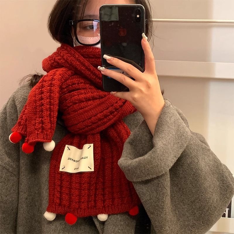Écharpe tricotée chaude à la mode automne-hiver, cadeau pour filles, ambiance simple, cache-cou_voghion.com