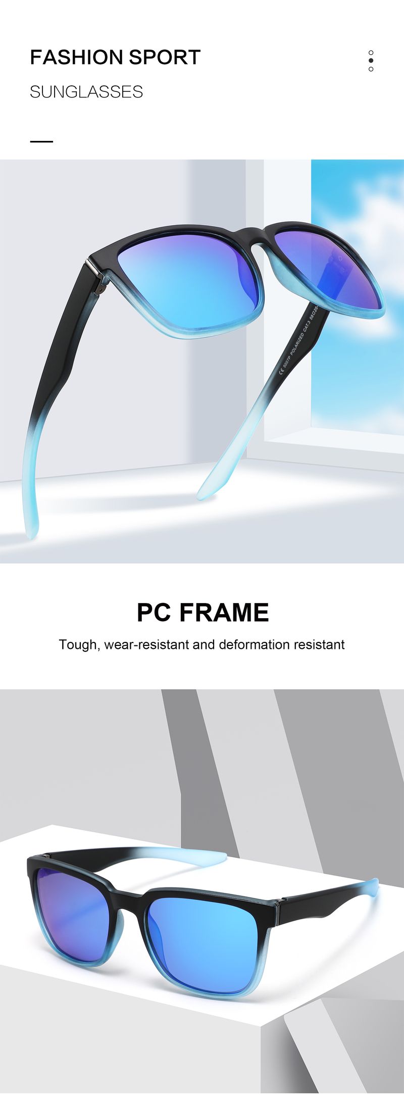High Quality Sports Sunglasses Unisex PC Frame UV400 Polarized Mirror Lens Sun Glasses for Men_voghion.com