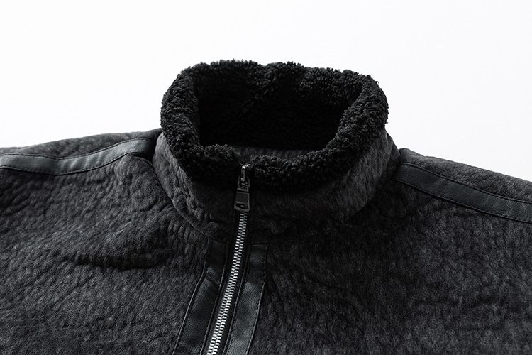 Men's Clothing Men's Winter Shearling Suede Collar Jacket - Thickened Fleece Lined Casual Coat For Cold Weather (Black, Grey, Mid-Grey)_voghion.com