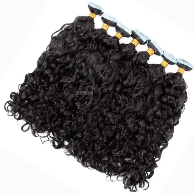 Brazilian Loose Wave Tape In Human Hair Extensions Skin Weft Adhesive Invisible 40 Pieces_voghion.com