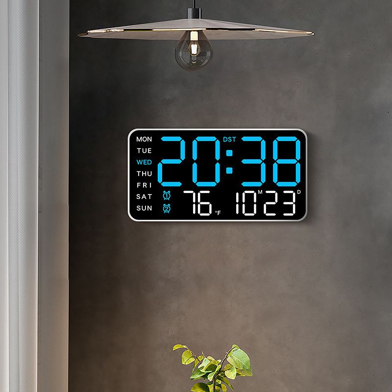 Rahmenlose elektronische multifunktionale und Stand-Dual-Use-einfache Digitalanzeige Wohnzimmer Wanduhr 6659_voghion.com
