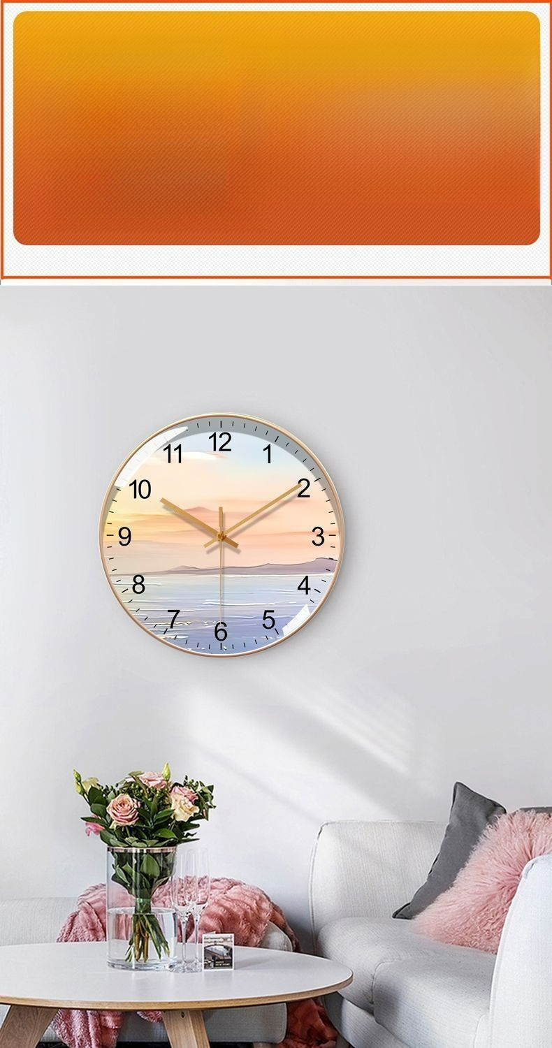 Light Luxury Radio-Controlled Wall Living Room Modern Minimalist Home Fashion 2025 Round Clock Wall-Mounted Landscape_voghion.com