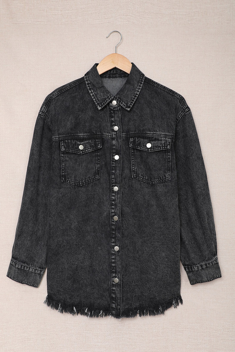 Vintage-Jeansjacke im Washed-Look für Damen – Lockere Passform, Knopfleiste, lange Ärmel, vielseitiger Freizeitmantel (in mehreren Farben und Größen erhältlich)_voghion.com