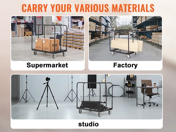 VEVOR Drywall Cart, 1500 LBS Panel Dolly Cart With 36.02" X 24.02" Deck And 5" Swivel Wheels, Heavy-Duty Drywall Sheet Cart, Handling Wall Panel, Sheetrock, Lumber, For Garage, Home, Warehouse_voghion.com