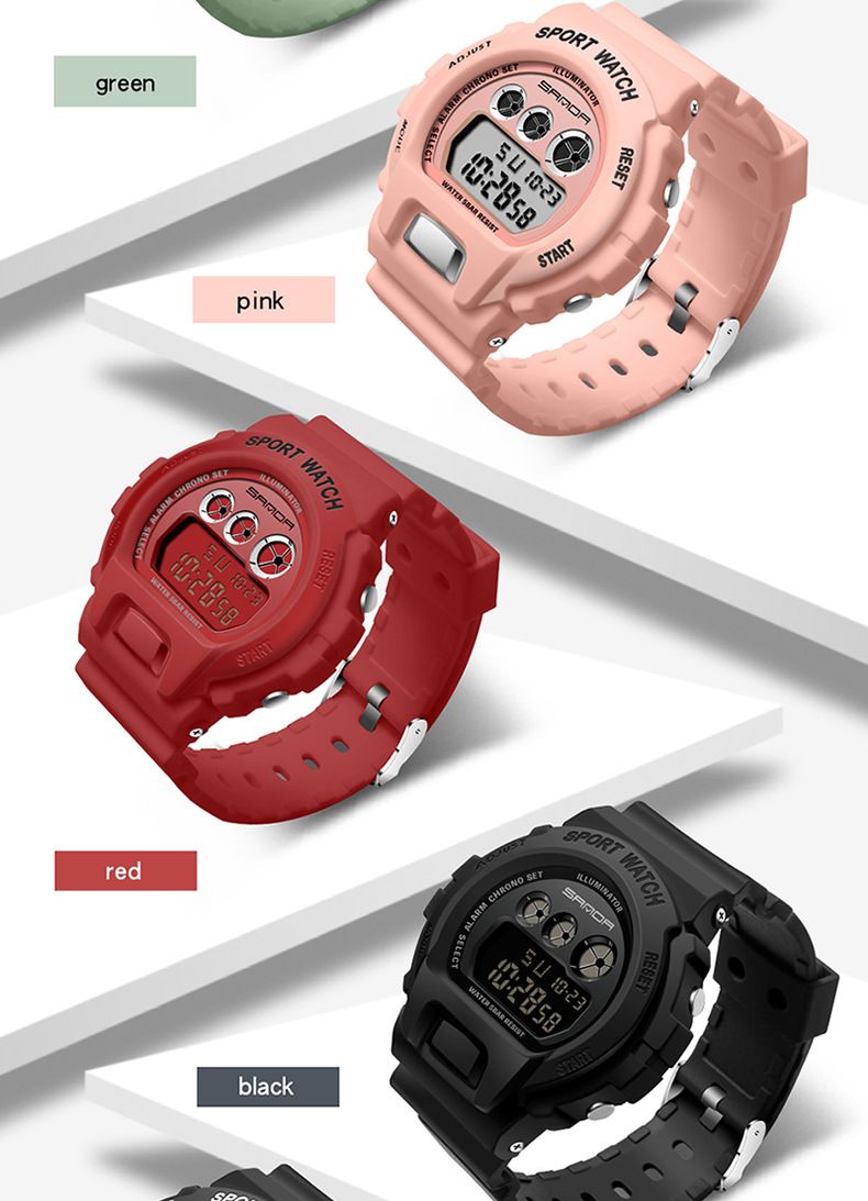 Unisex Digital Watch With LED Backlight, Waterproof & Lightweight Resin Strap For Students & Teens Fashion Trend Electronic Watch Student_voghion.com
