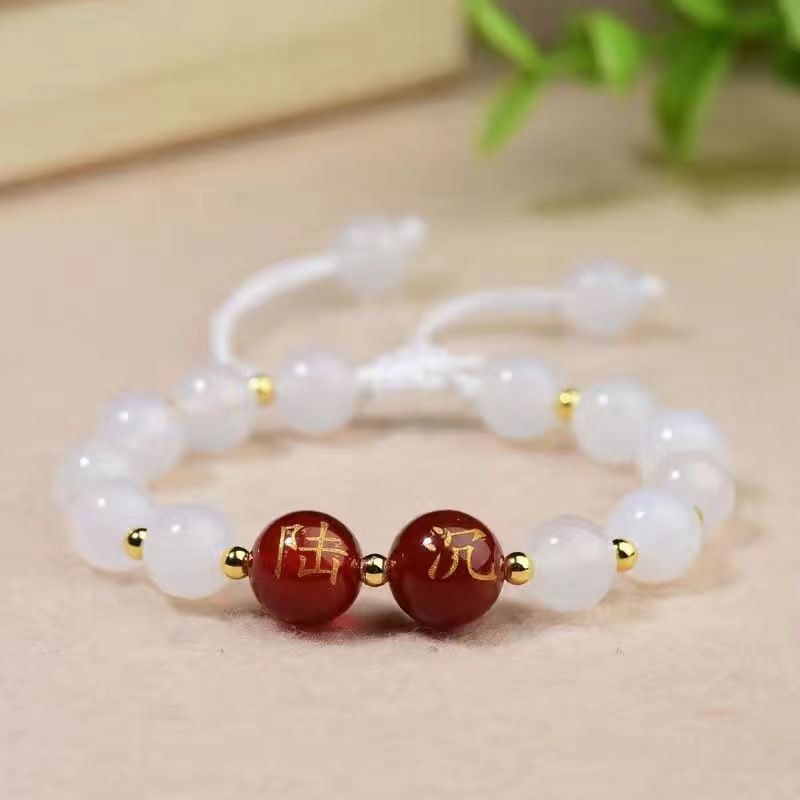 Braccialetto in agata rossa con perline intrecciate in cristallo di fragola, personalizzabile, per donna, semplice, squisito, regalo per studenti, gioielli da uomo_voghion.com