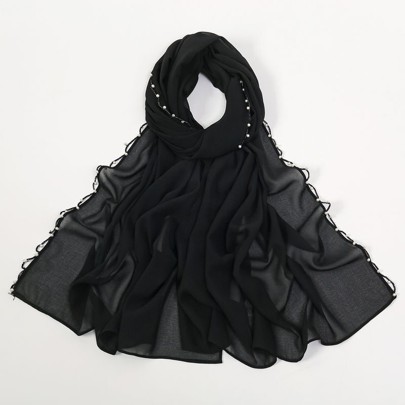 Pañuelos de mujer, nuevo pañuelo de gasa con cadena de perlas, pañuelo étnico popular para la cabeza, pañuelo para mujer_voghion.com