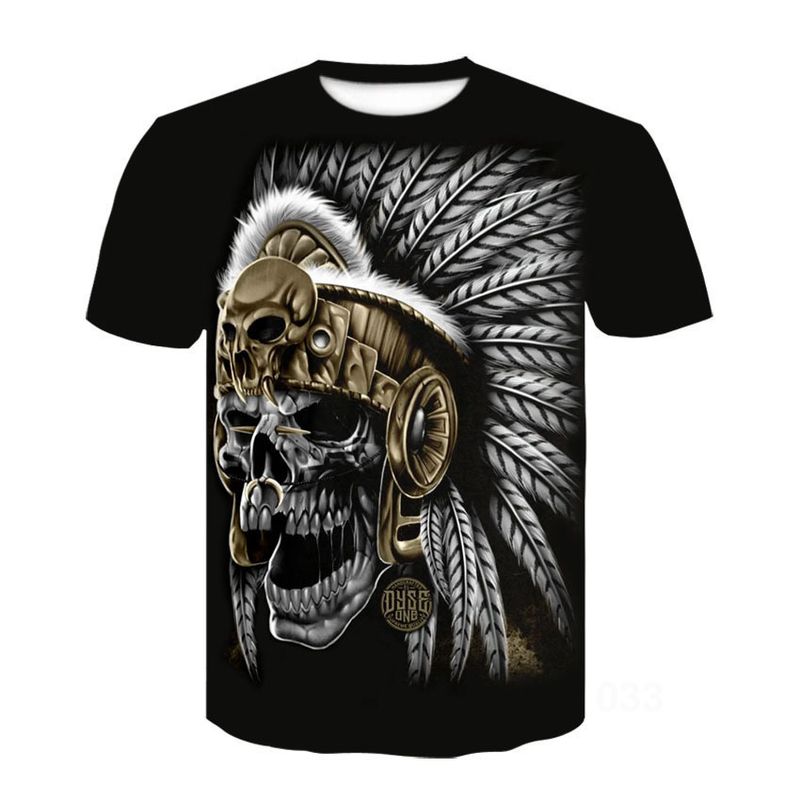 Unbeatable Quality Summer Men's Round Neck Short Sleeved T-shirt With 3D Cool Skull Print_voghion.com