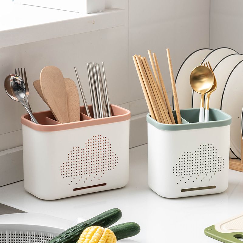 Kitchen Double Layer Drain Chopsticks Cage Multifunction Cutlery Hollow Drainer Storage Rack Knife Holder Tableware Organizer_voghion.com