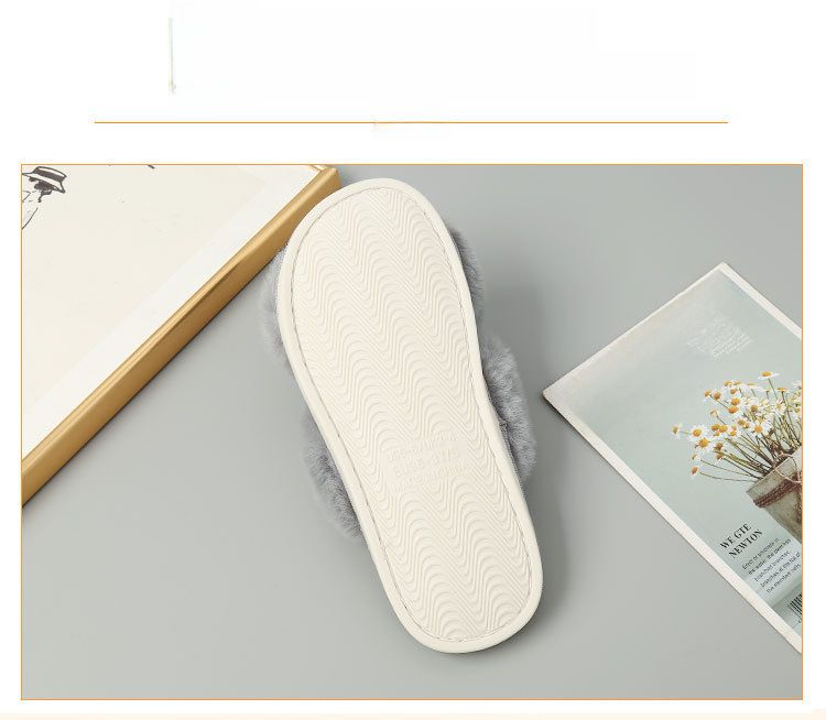 Pantofole transfrontaliere invernali in peluche con cintura incrociata in cotone, calde e soffici, da donna, alte e basse, con pelo di coniglio grande_voghion.com