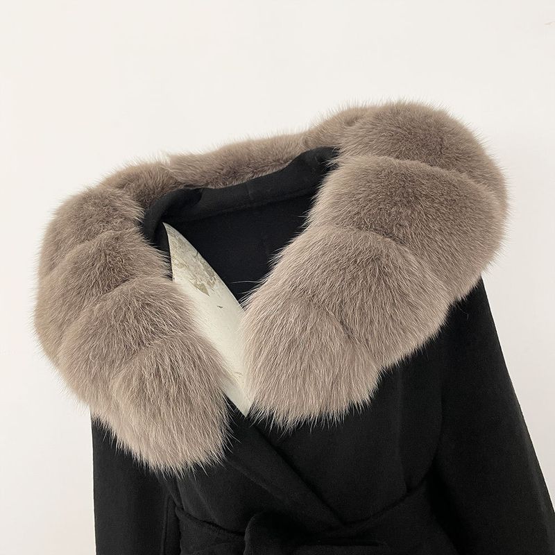 Vêtements pour femmes automne et hiver manteau en laine noir de style Hepburn français pour femmes automne et hiver manteau en laine haut de gamme taille haute et long_voghion.com