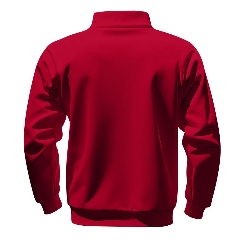 Large Size Spring And Autumn Fleece Half Zip Loose Stand Collar Pullover Solid Color Casual Sweatshirt For Men_voghion.com
