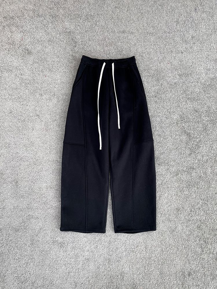 Pantaloni da jogging da donna con coulisse, foderati in pile e vita alta, vestibilità ampia, casual, in misto cotone (bianco, nero) Taglie S/M/L_voghion.com