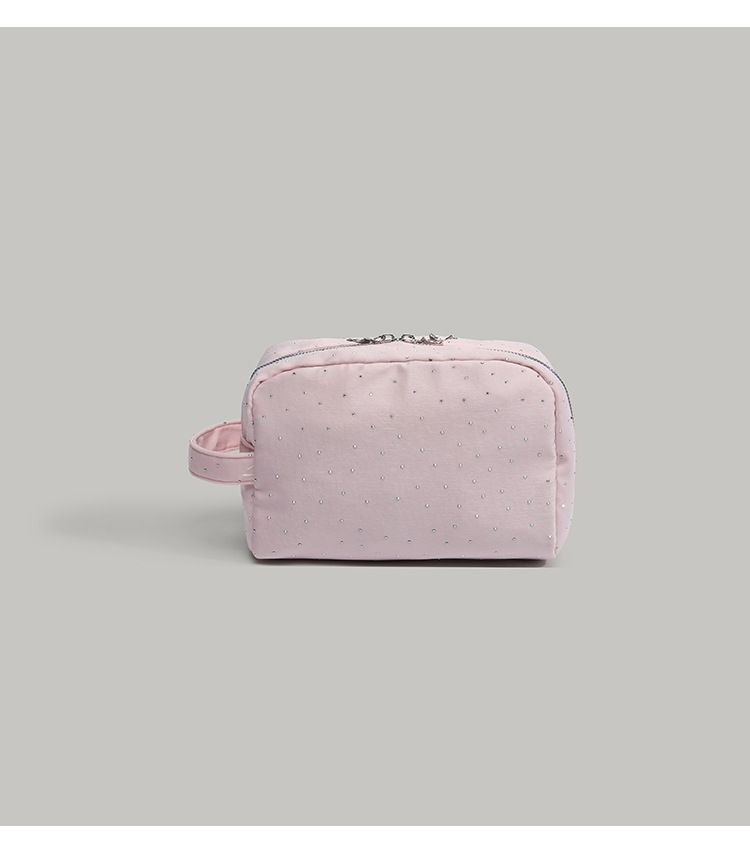 Borsa per il trucco in velluto con strass - Organizer per cosmetici elegante e portatile, pochette da viaggio per articoli da toeletta, piccola borsa per gli oggetti essenziali quotidiani_voghion.com