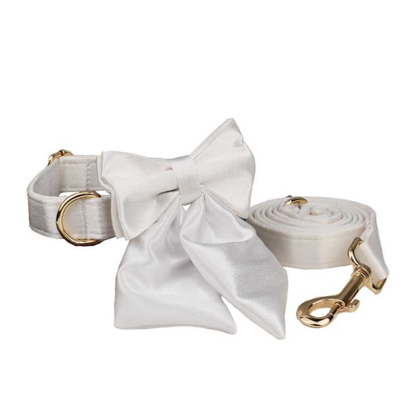 Coleira de cristal branca grande, média e pequena para cachorro, com alça de pescoço e gravável_voghion.com