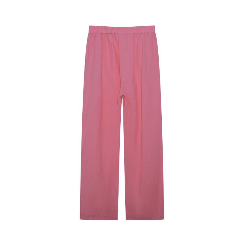 Damenbekleidung Zweiteiliges Set für Damen mit langärmeligem Revers und lässigem Frühlings- und Herbstanzug in einfarbiger Hose mit weitem Bein_voghion.com