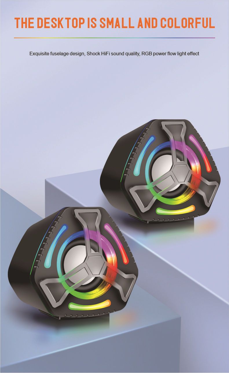 RGB Gaming Speaker With Deep Bass - USB Powered Computer Speakers For PC/Desktop (Wired, Home & Office Use)_voghion.com